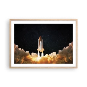 Plakat i ramme af lyst egetræ - Ad astra! - 70x50 cm