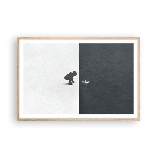 Plakat i ramme af lyst egetræ - Stor ekspedition - 91x61 cm