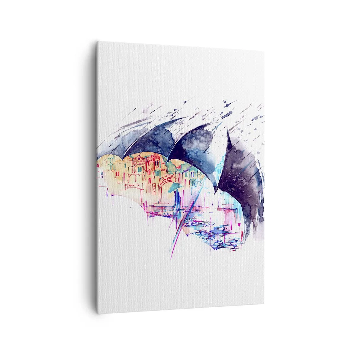 Lærredstryk - Billede på lærred - Gåtur i regnvejr - 70x100 cm