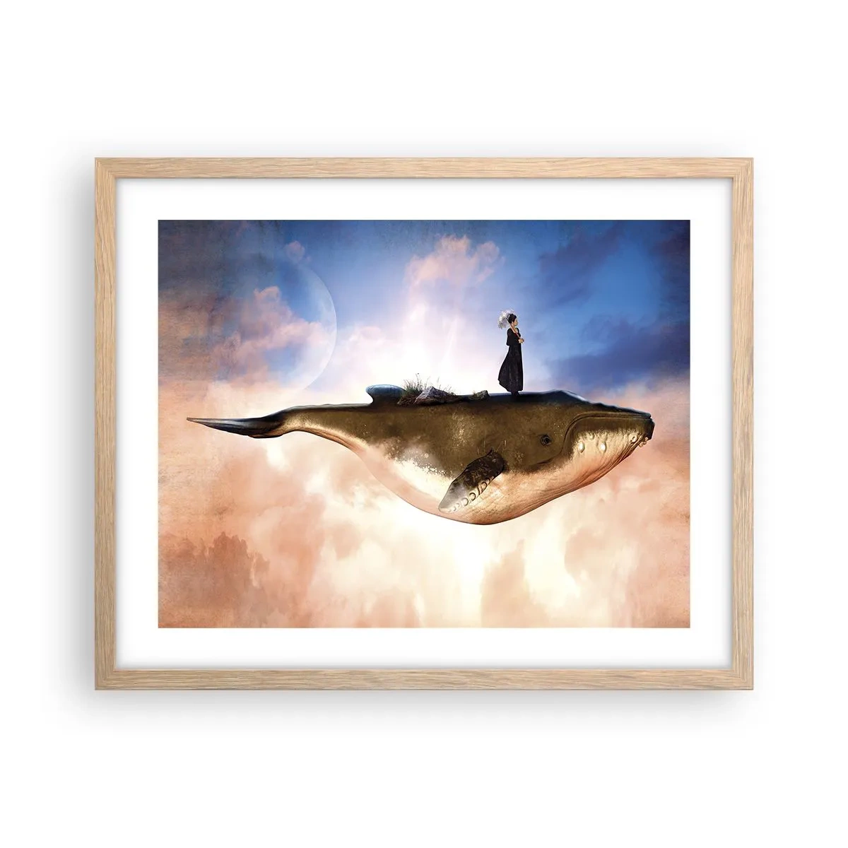 Plakat i ramme af lyst egetræ - En surrealistisk rejse - 50x40 cm