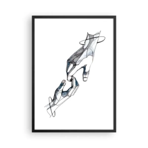 Plakat i sort ramme - Abstrakte hænder i en kunstnerisk komposition af linjer og farver - 50x70cm - En god gestus - Moderne vægdekoration til stue og soveværelse ARTTOR