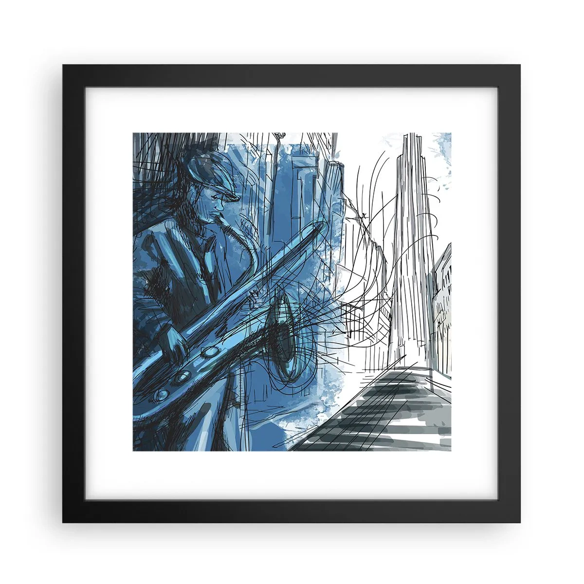 Plakat i sort ramme - Byens rapsodi - 30x30 cm