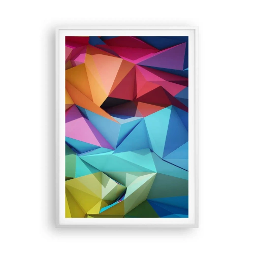 Plakat i hvid ramme - Regnbue origami - 70x100 cm