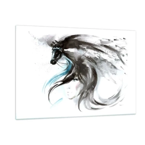 Billede på glas - Den sorte prins' galop - 120x80 cm