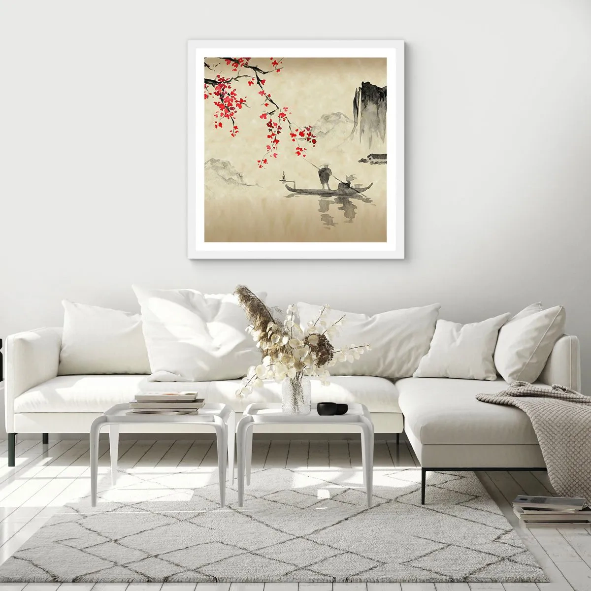Plakat i hvid ramme - I kirsebærblomsternes land - 30x30 cm