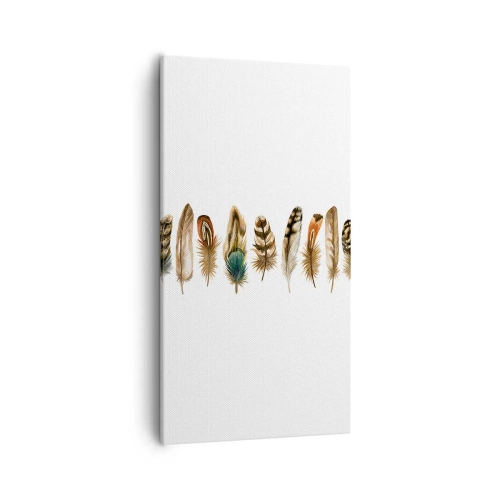 Lærredstryk - Billede på lærred - Variation med fjer - 55x100 cm