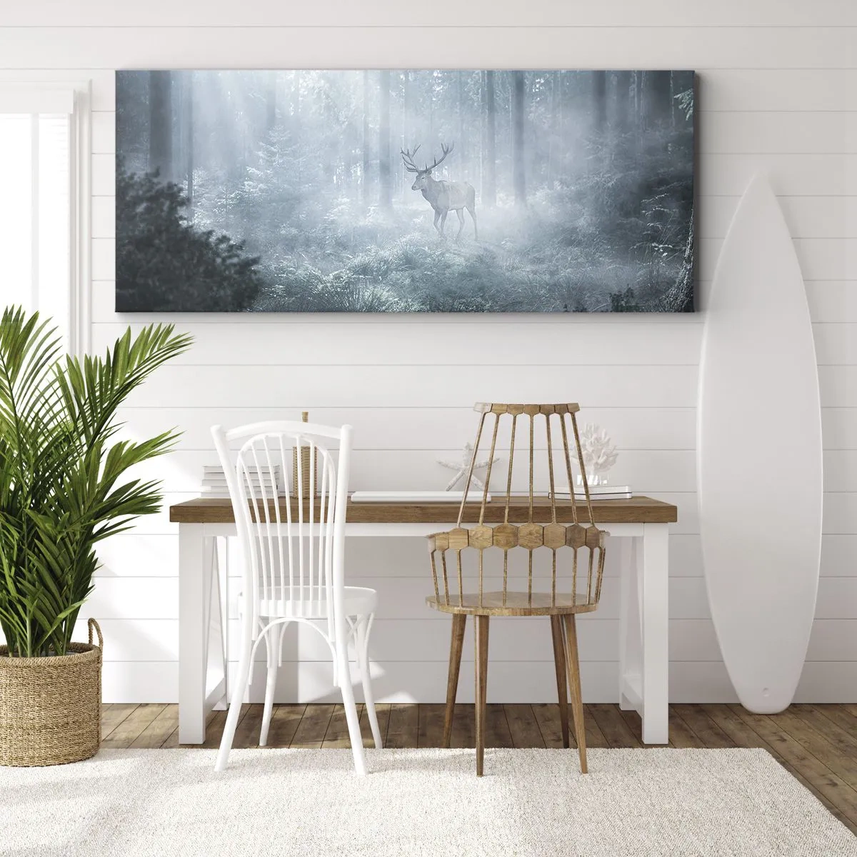 Lærredstryk - Billede på lærred - Morgenvandring rundt på godset - 140x50 cm