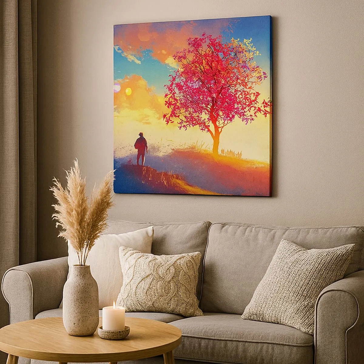 Lærredstryk - Billede på lærred - Pilgrim på bestemmelsesstedet - 30x30 cm