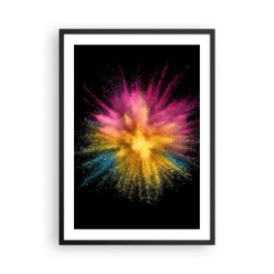 Plakat i sort ramme - Eksplosion af farvet pulver på en sort baggrund - 50x70cm - Farvernes fødsel  - Moderne vægdekoration til stue og soveværelse ARTTOR