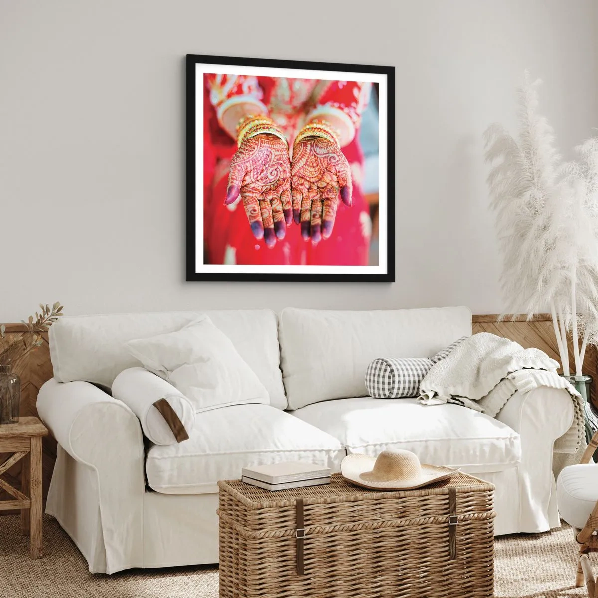 Plakat i sort ramme - Klar til at fange lykken - 60x60 cm