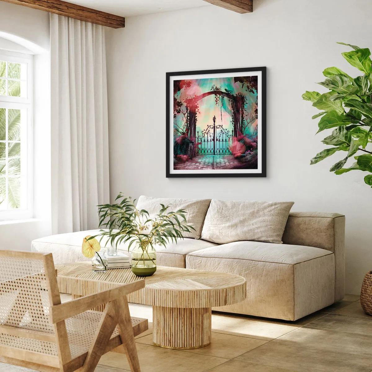 Plakat i sort ramme - Hemmelig have - 30x30 cm