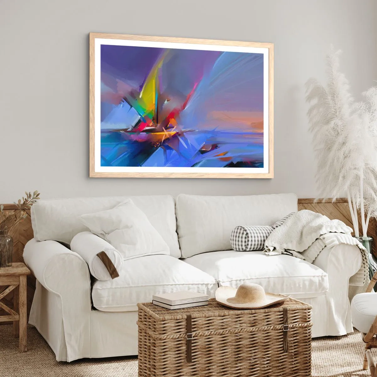 Plakat i ramme af lyst egetræ - Propeller som en fugl - 50x40 cm