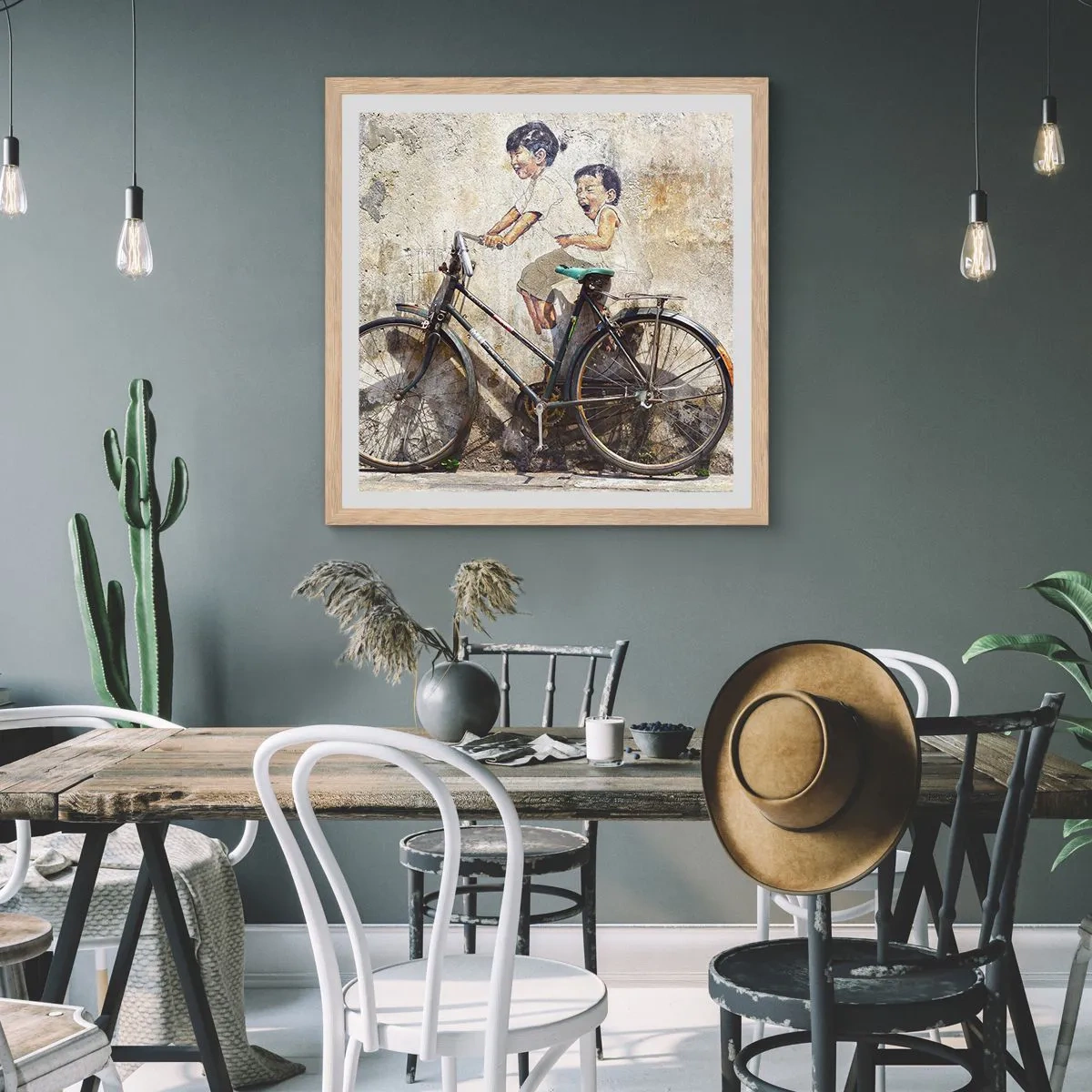 Plakat i ramme af lyst egetræ - Sandt eller falsk? - 30x30 cm