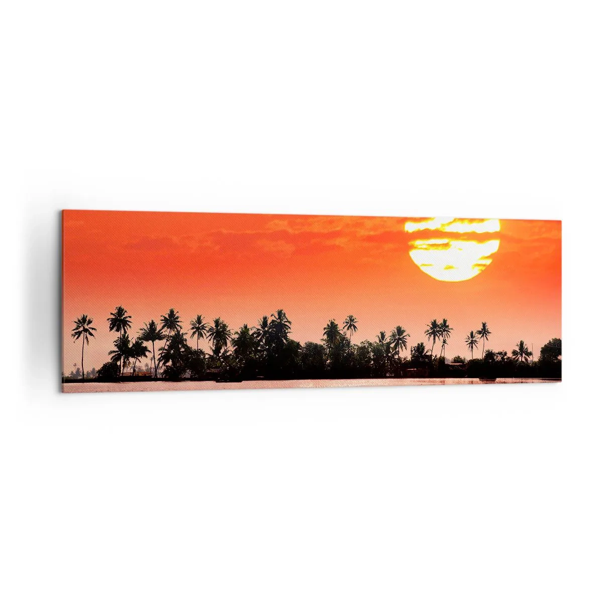 Lærredstryk - Billede på lærred - Tropernes ro ved solnedgang - 160x50 cm
