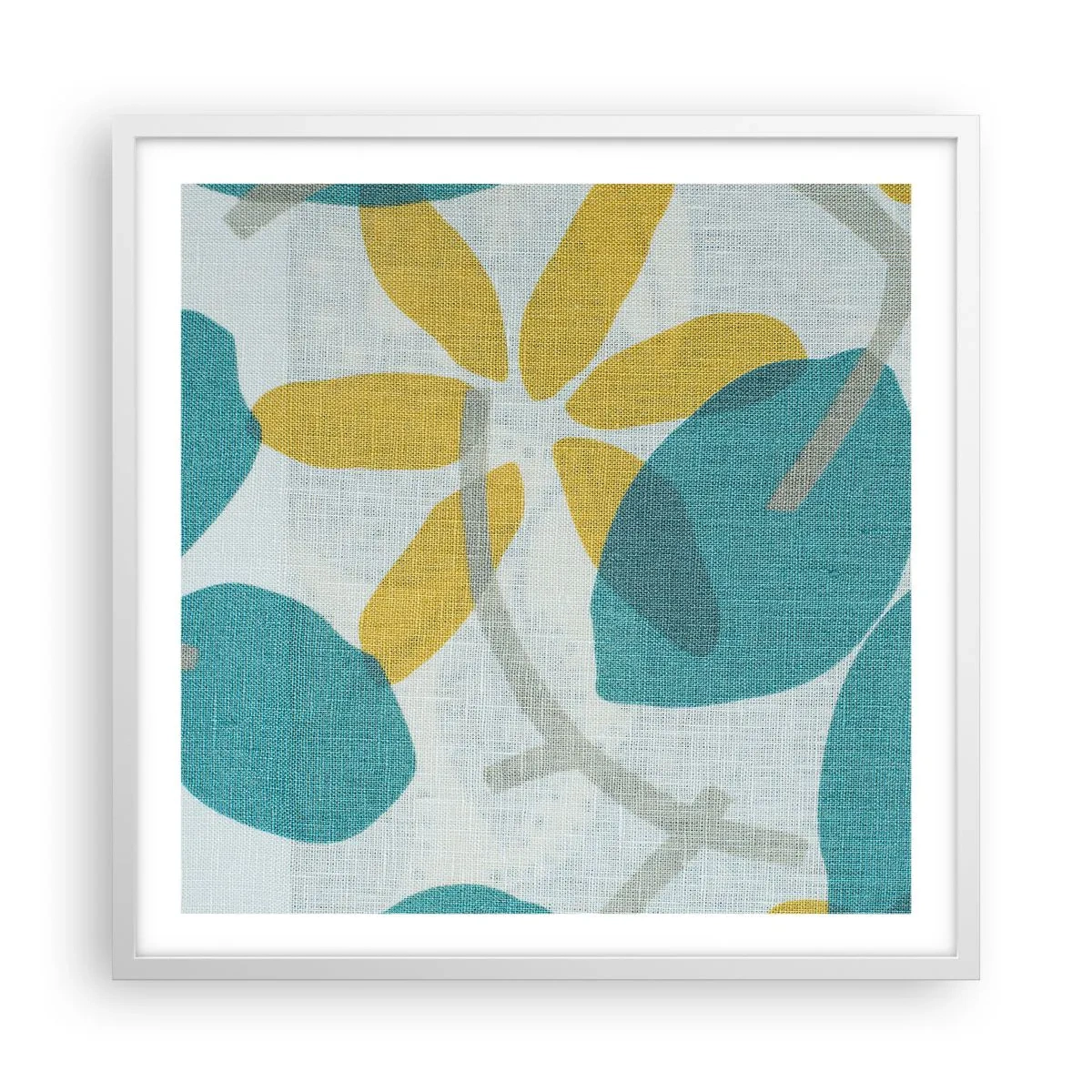 Plakat i hvid ramme - Blandt azurblå blade - 60x60 cm