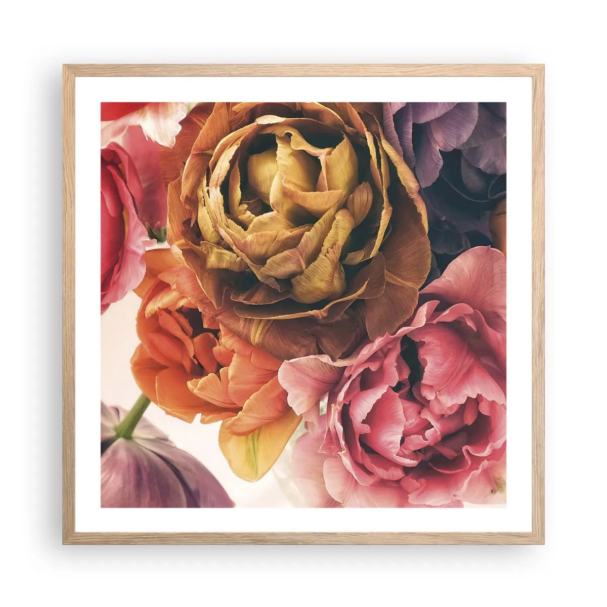 Plakat i ramme af lyst egetræ - Fejring af livet - 60x60 cm