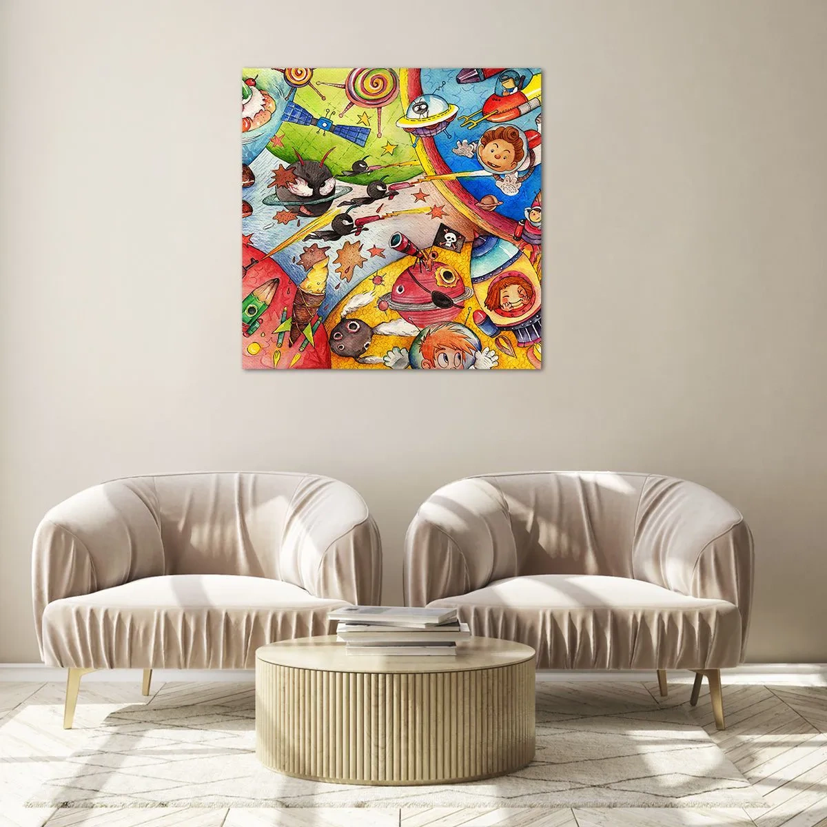 Billede på glas - Et storslået rumeventyr - 40x40 cm