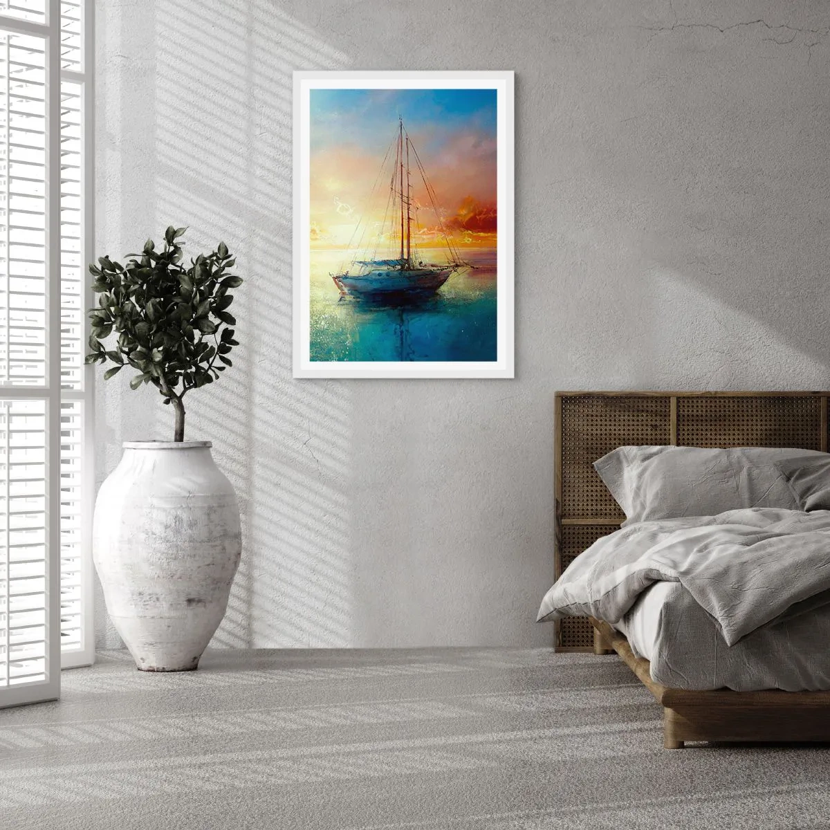 Plakat i hvid ramme - I en gylden bugt - 50x70 cm