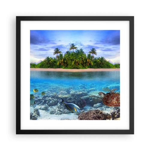 Plakat i sort ramme - Den himmelske ø inviterer dig - 40x40 cm