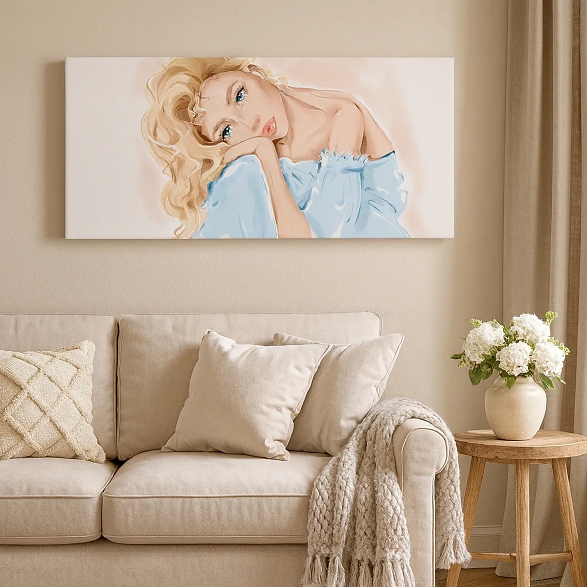 Lærredstryk - Billede på lærred - Drømmende i blåt - 30x30 cm