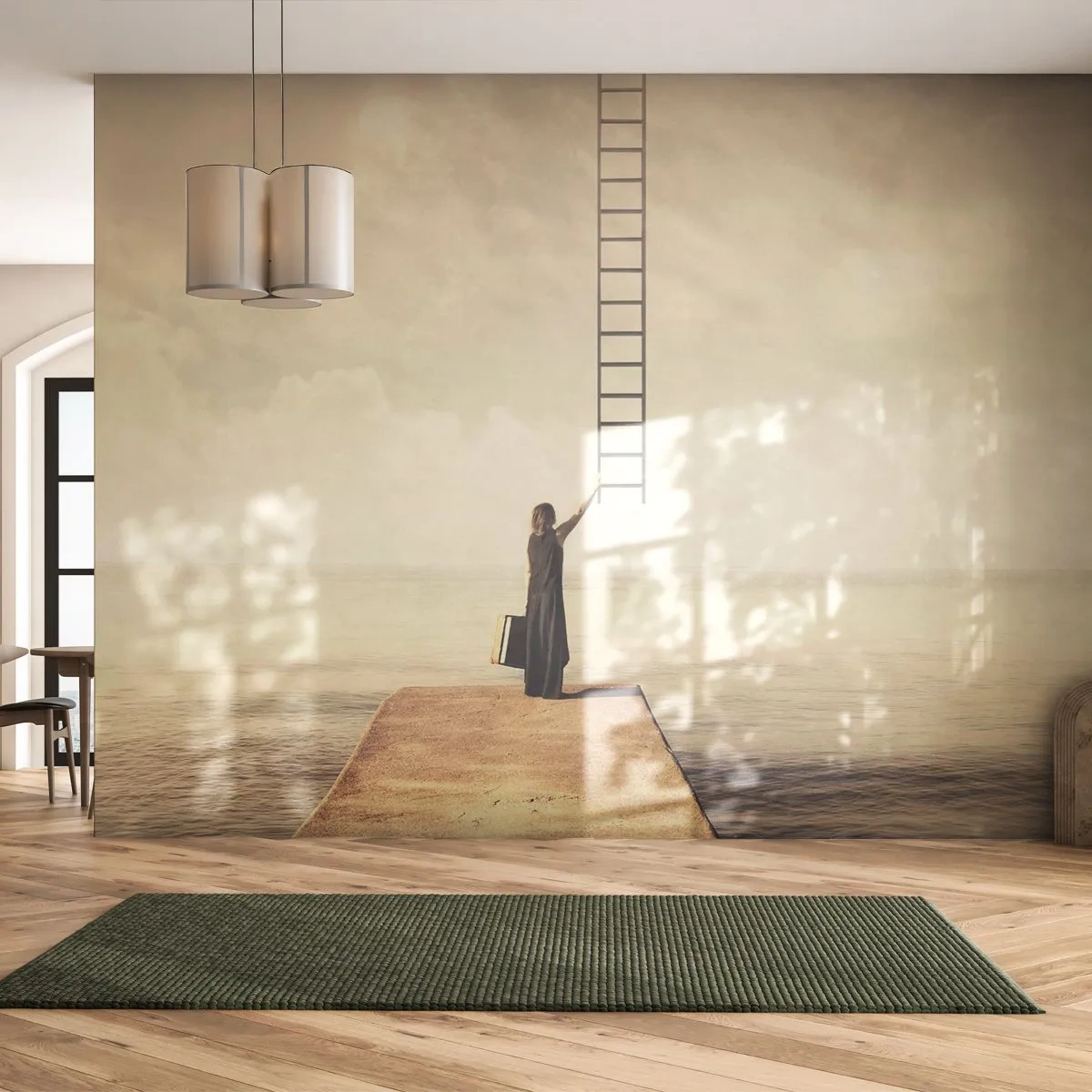 Fototapet Premium Canvas - En magisk rejse - Abstraktion, Kvinde, Stige - 250x175 cm