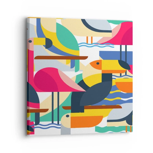 Lærredstryk - Billede på lærred - Fuglefest - 30x30 cm