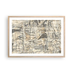 Plakat i ramme af lyst egetræ - Venter på at blive afkodet - 70x50 cm