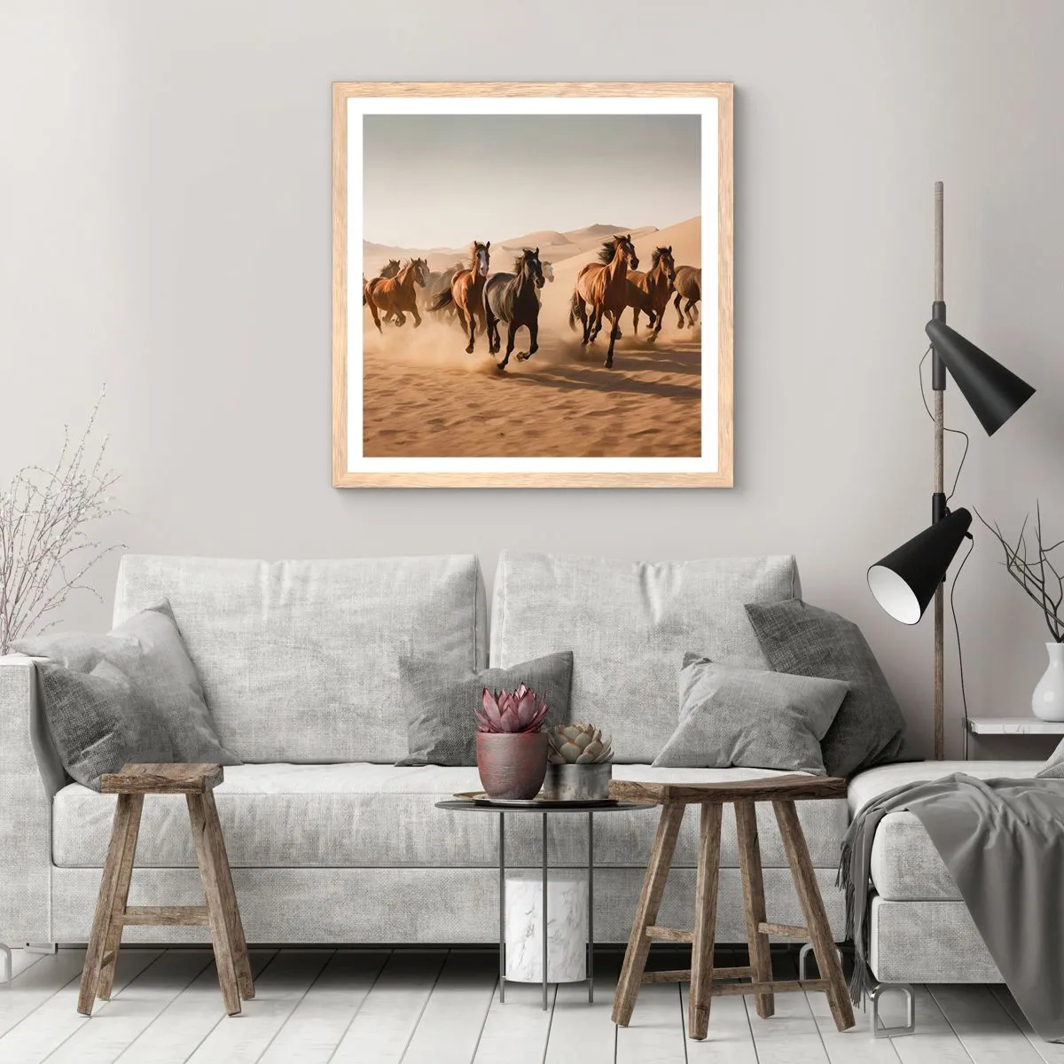 Plakat i ramme af lyst egetræ - Fri som vinden - 40x40 cm