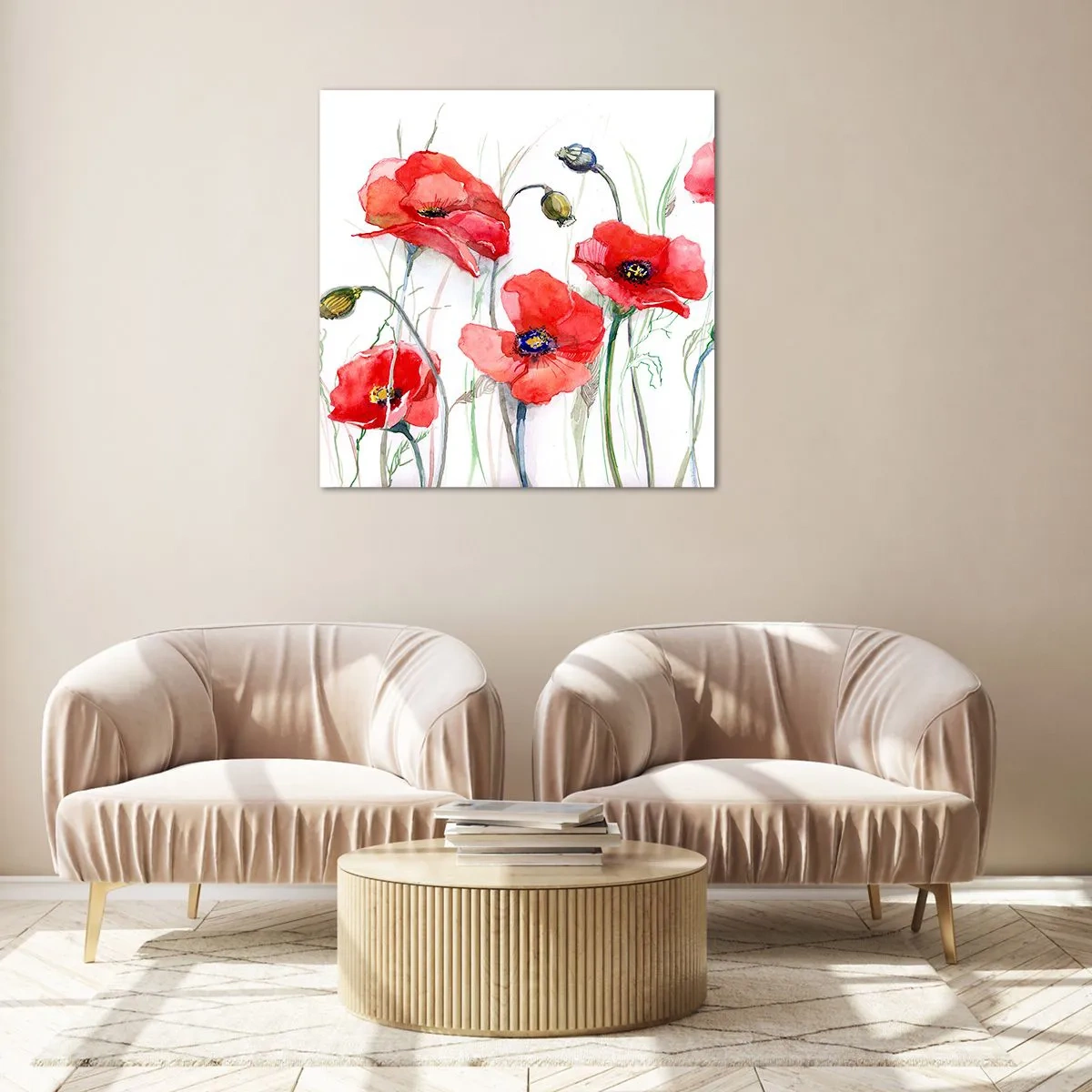 Billede på glas - Polske blomster - 60x60 cm