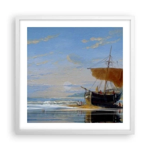 Plakat i hvid ramme - Vand, jord, luft - 50x50 cm