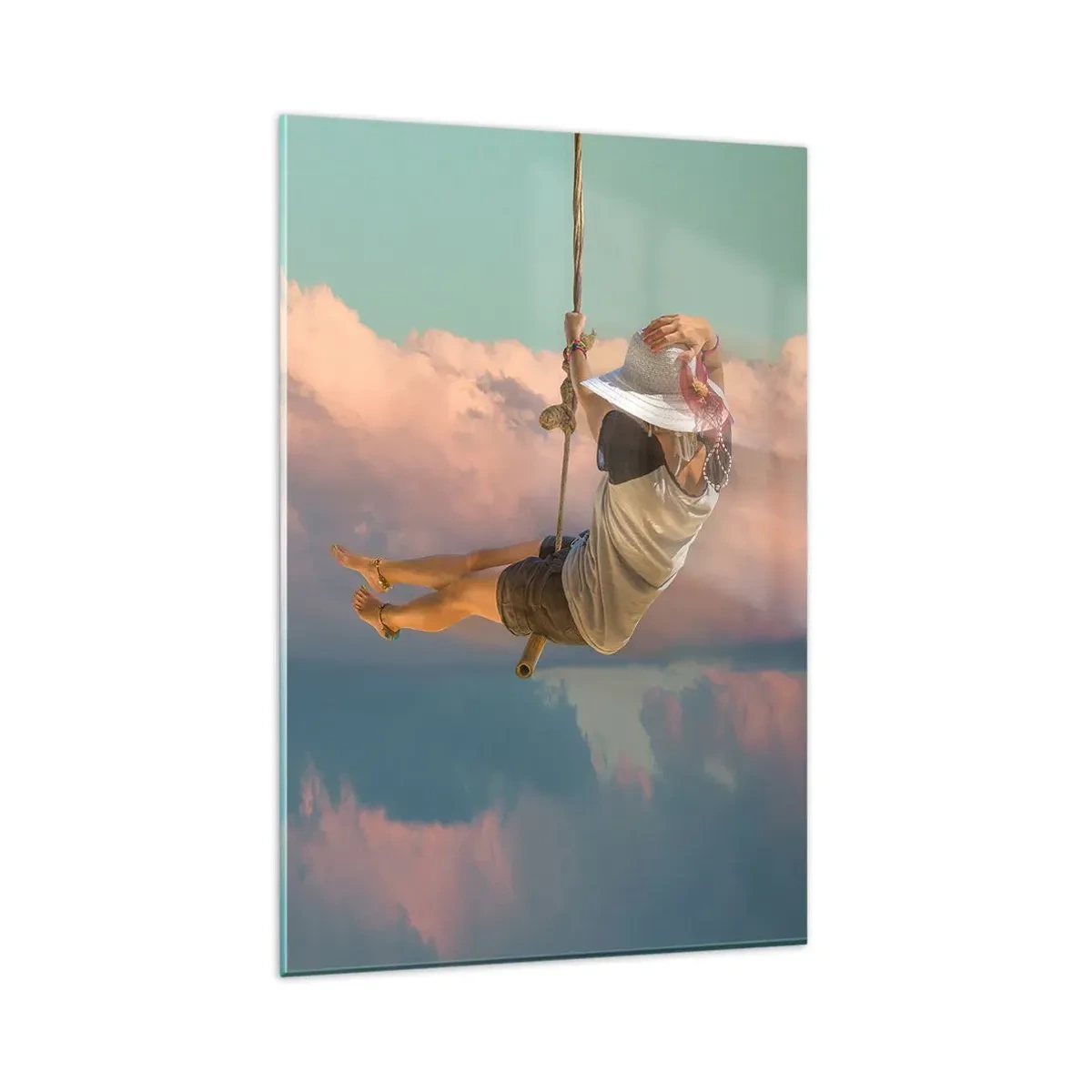 Billede på glas - Sjov i skyerne - 80x120 cm