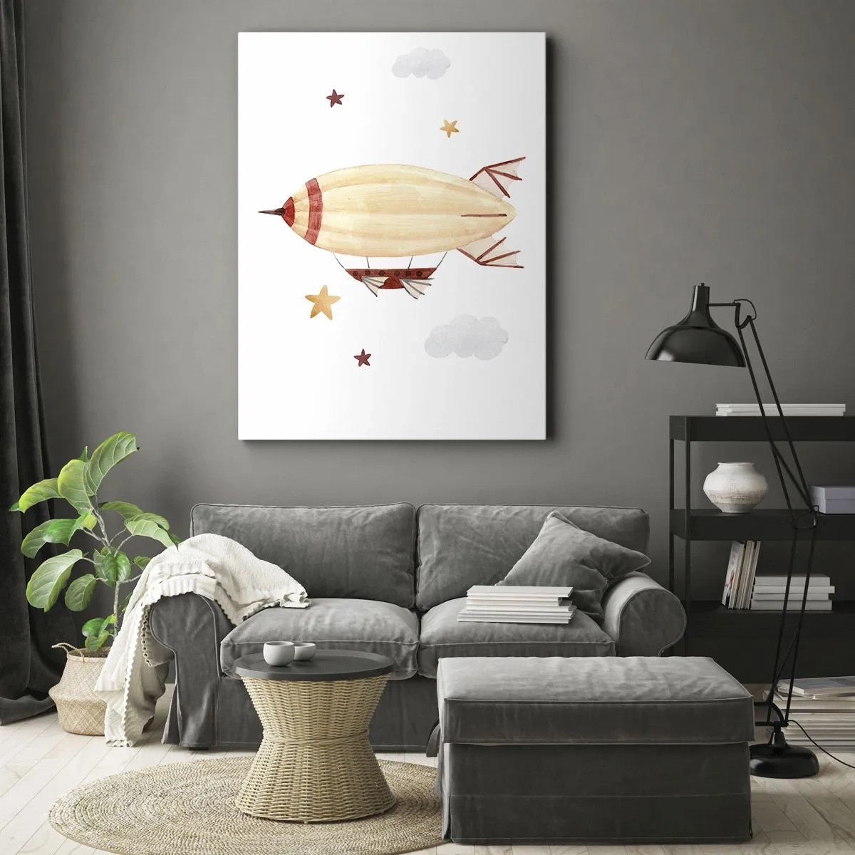 Lærredstryk - Billede på lærred - Et luftskib - 50x70 cm