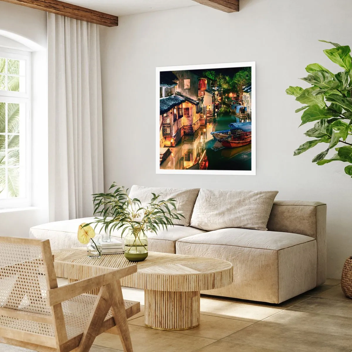 Plakat - En aften på en kinesisk gade - 50x50 cm