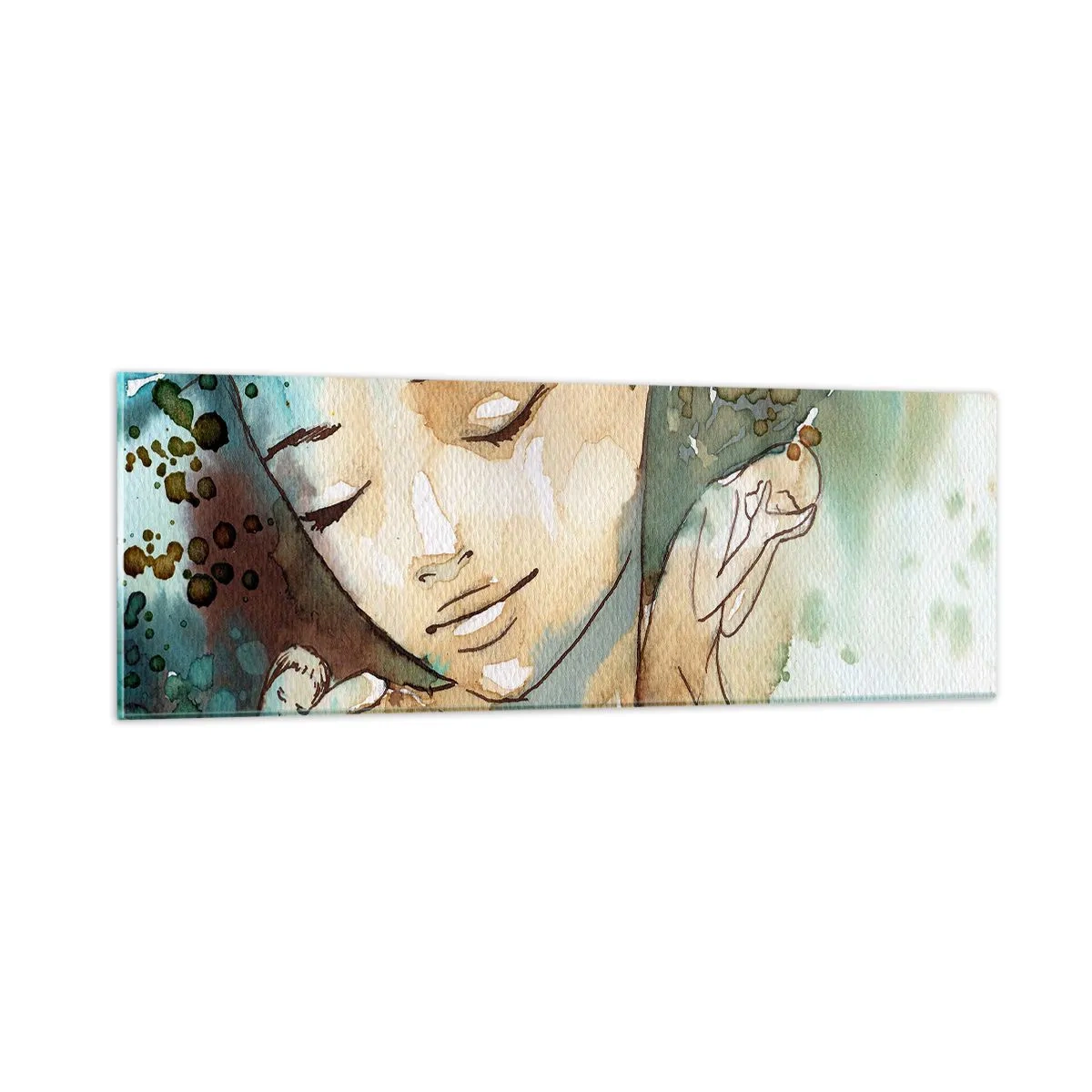 Billede på glas - Lady in blue - 90x30 cm