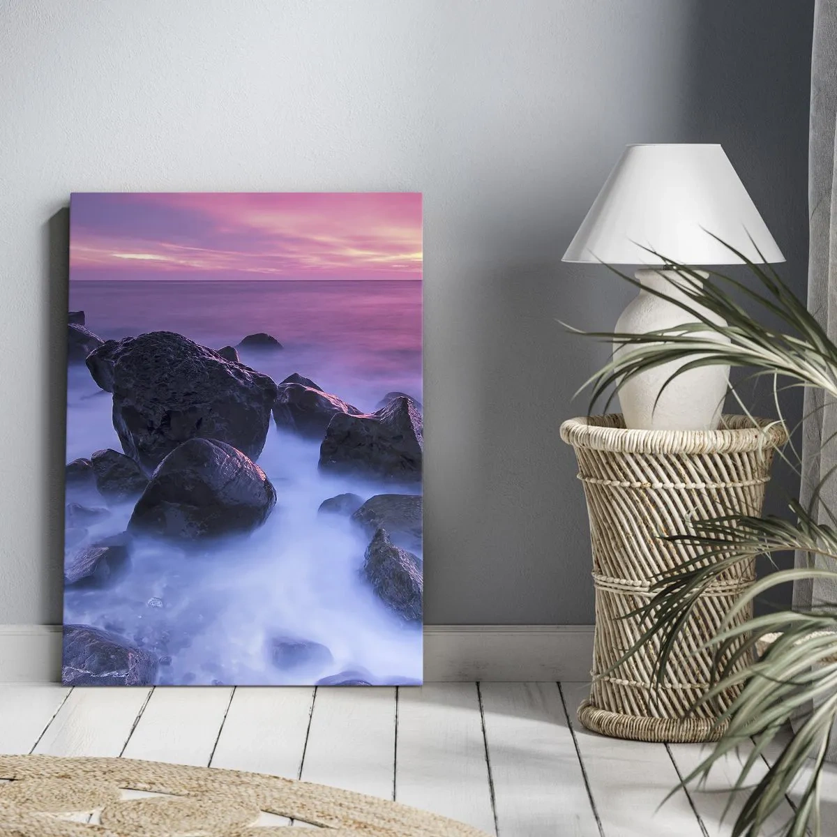 Lærredstryk - Billede på lærred - Fødsel i glimmer og tåge - 45x80 cm