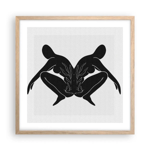 Plakat i ramme af lyst egetræ - En delt sjæl - 50x50 cm