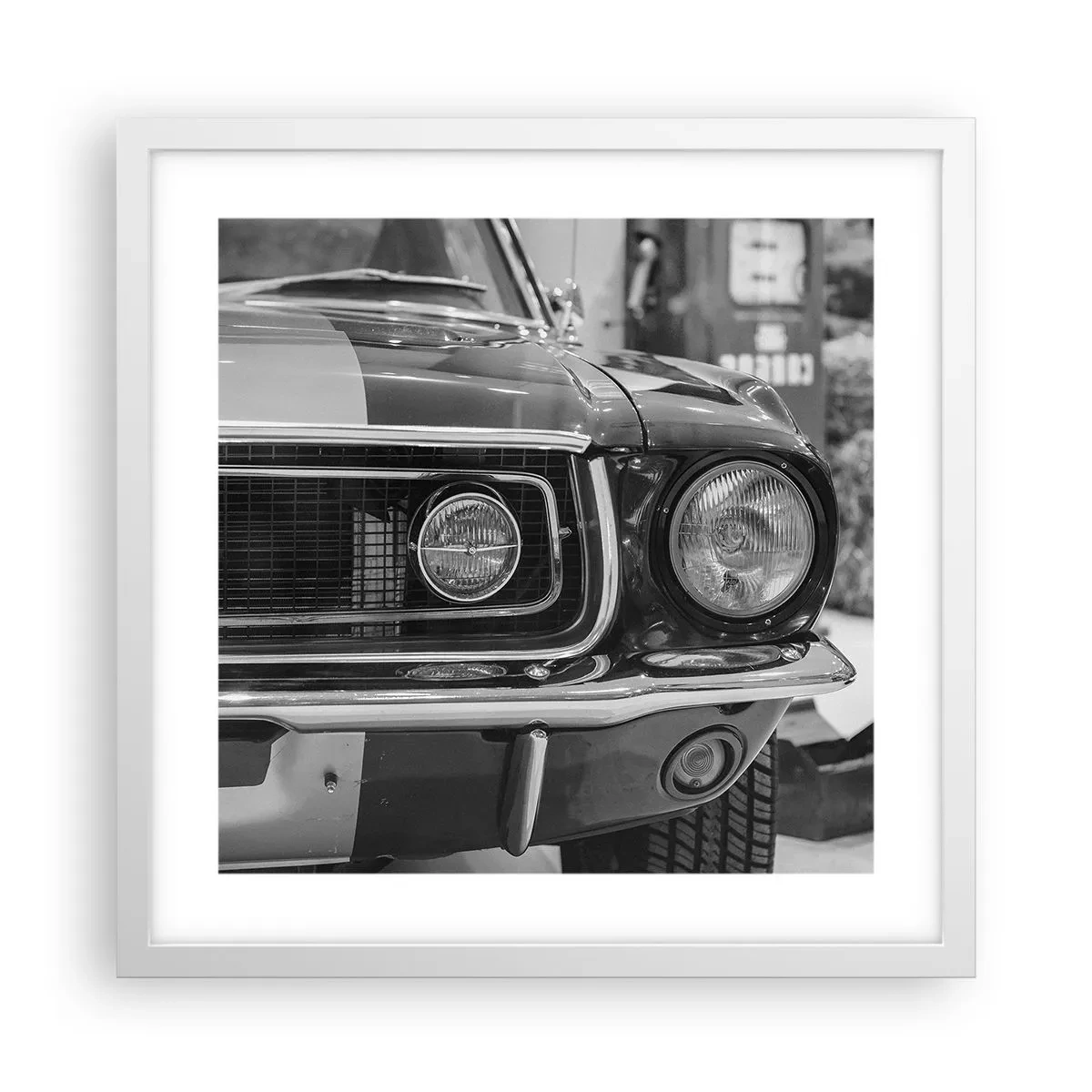 Plakat i hvid ramme - Hård kørsel - 40x40 cm