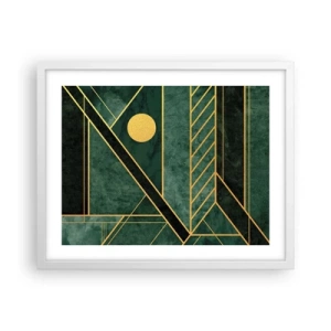 Plakat i hvid ramme - Dynamikken i guld og azurblå - 50x40 cm