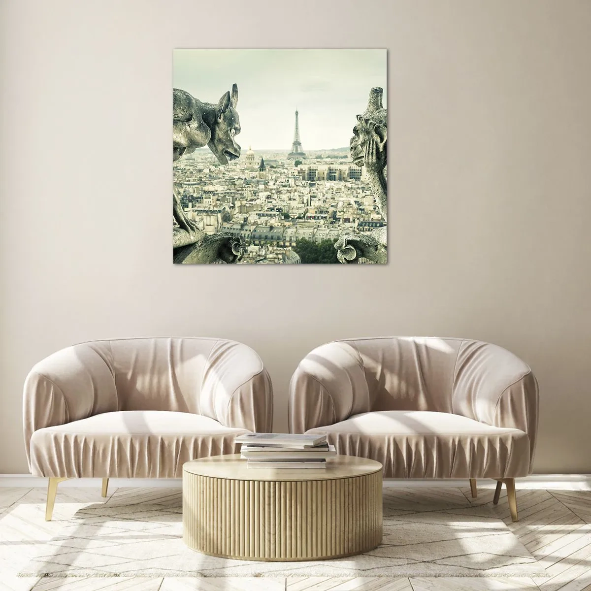 Billede på glas - Parisisk chat - 70x70 cm