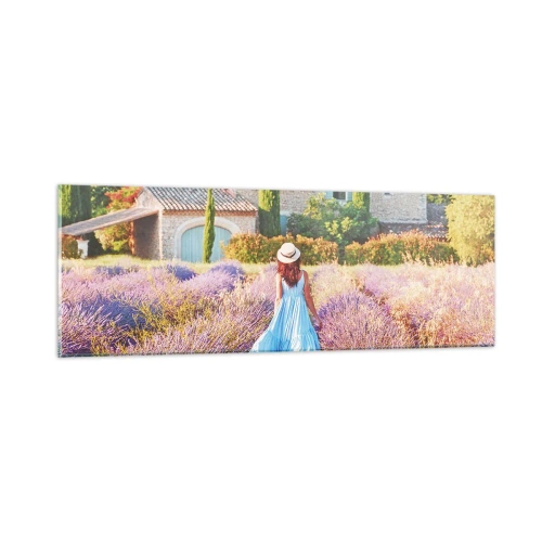 Billede på glas - Lavendel pige - 90x30 cm