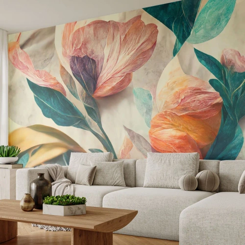 Fototapet Premium Canvas - Blomster på de sydlige øer - Blomster, Årgang, Botanik - 150x105 cm