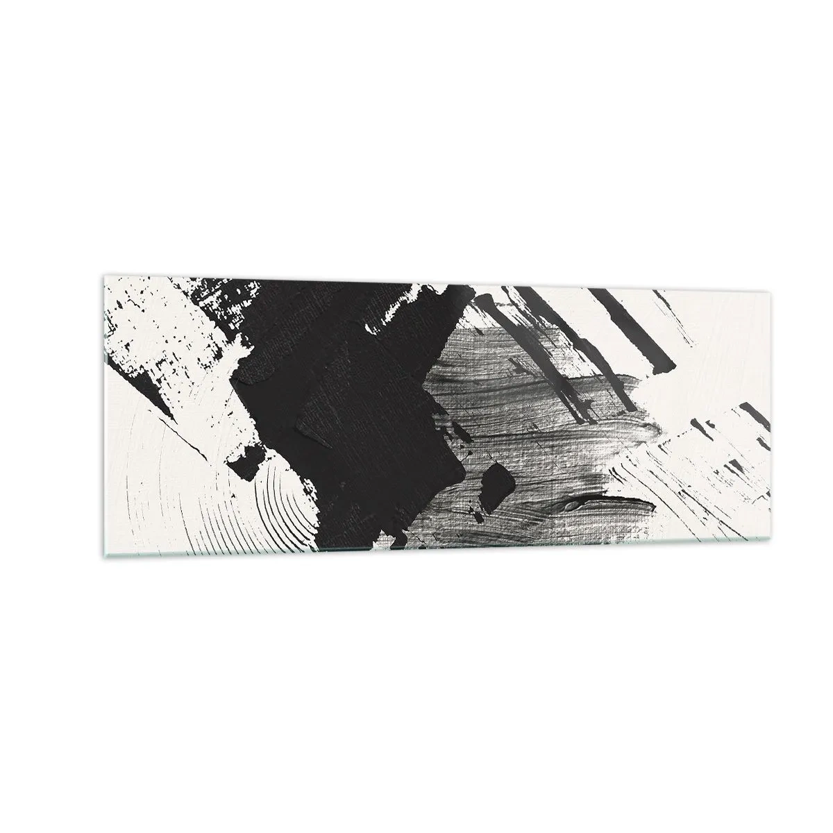 Billede på glas - Abstraktion - det sortes udtryk - 140x50 cm