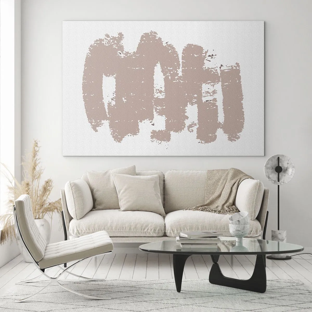 Billede på glas - Abstraktion i sart rosa - 100x70 cm