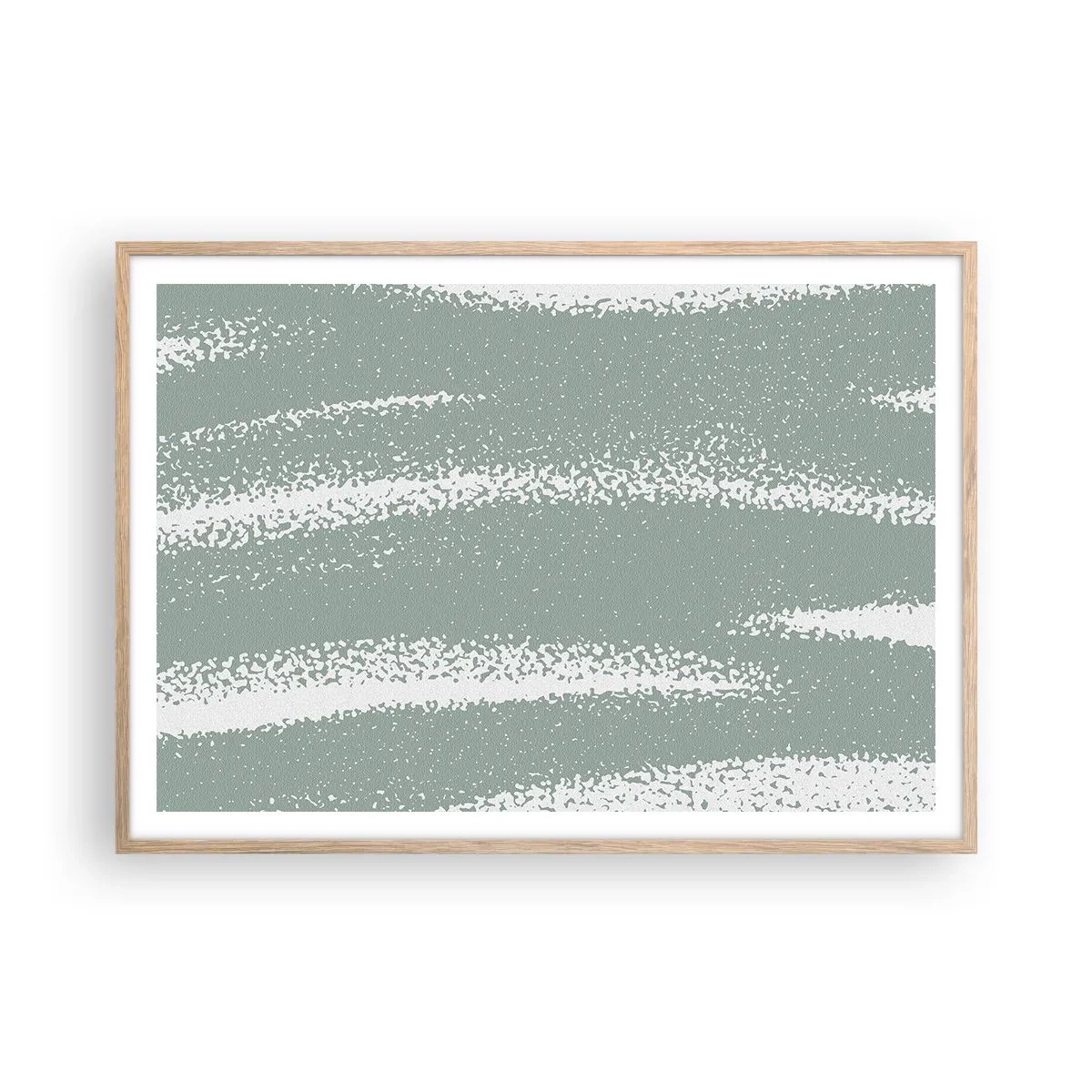 Plakat i ramme af lyst egetræ - Abstraktion i vinterstemning - 100x70 cm