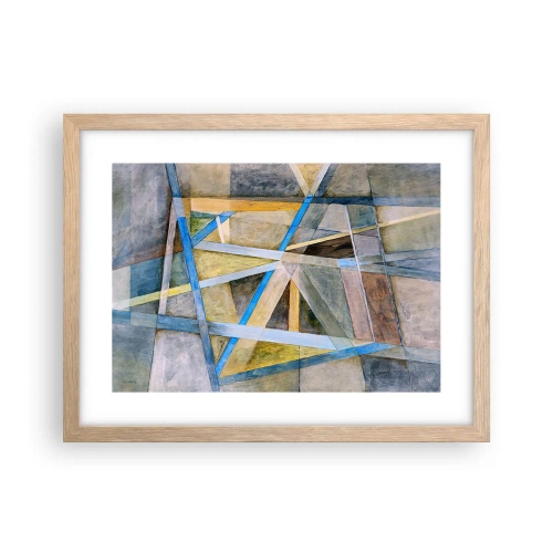 Plakat i ramme af lyst egetræ - Lige eller skråt? - 40x30 cm