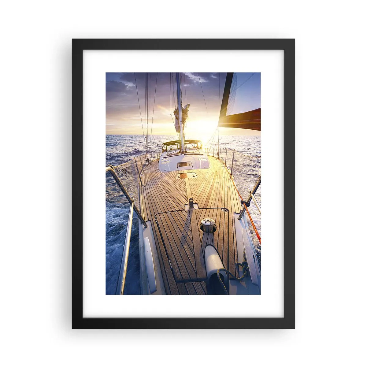 Plakat i sort ramme - Løber på bølgerne - 30x40 cm