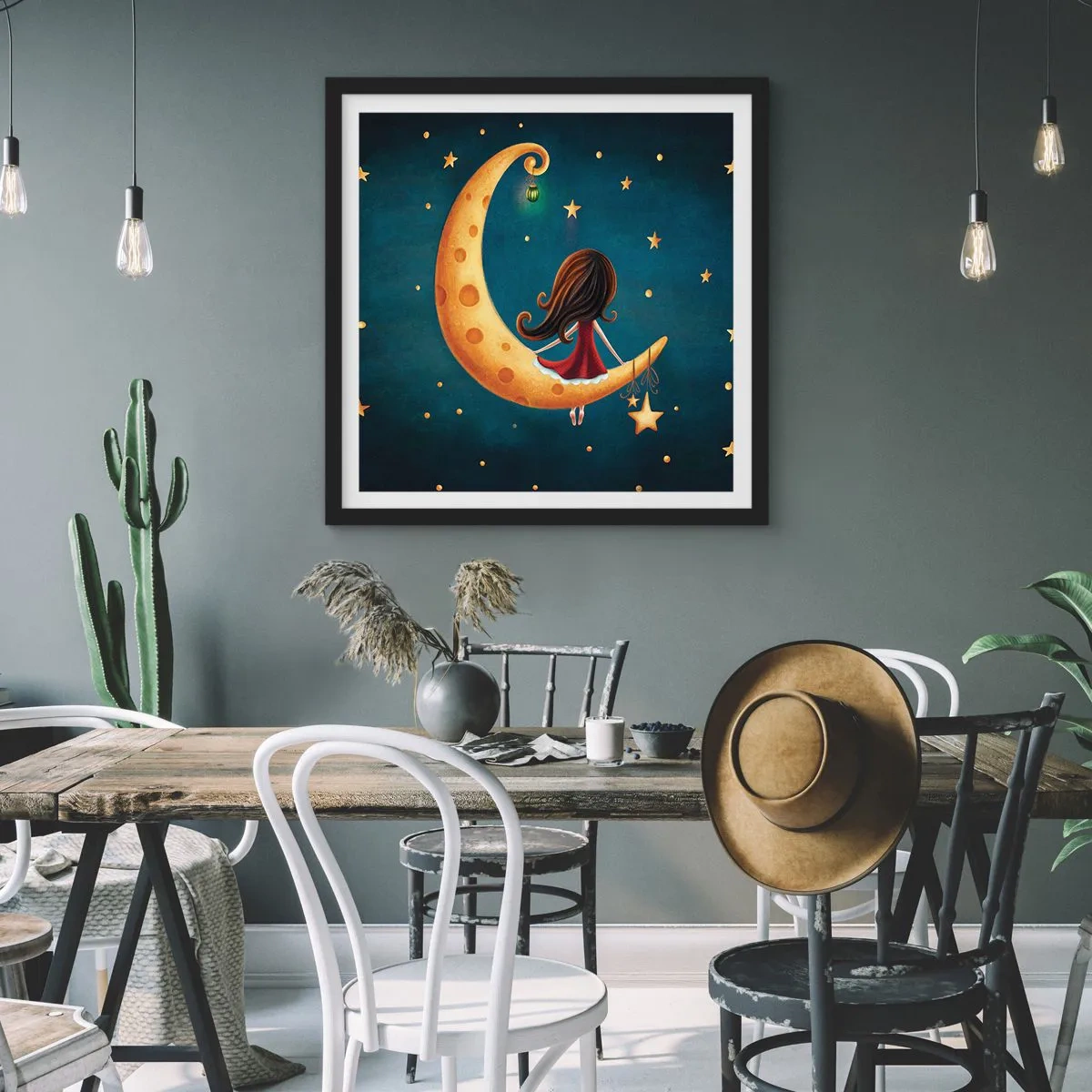 Plakat i sort ramme - Der var engang... - 60x60 cm