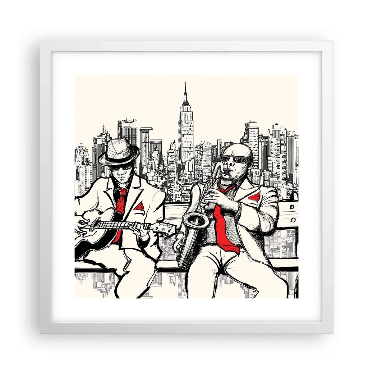 Plakat i hvid ramme - New York improvisation - 40x40 cm