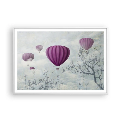 Plakat i hvid ramme - Som skibe på himlen - 100x70 cm