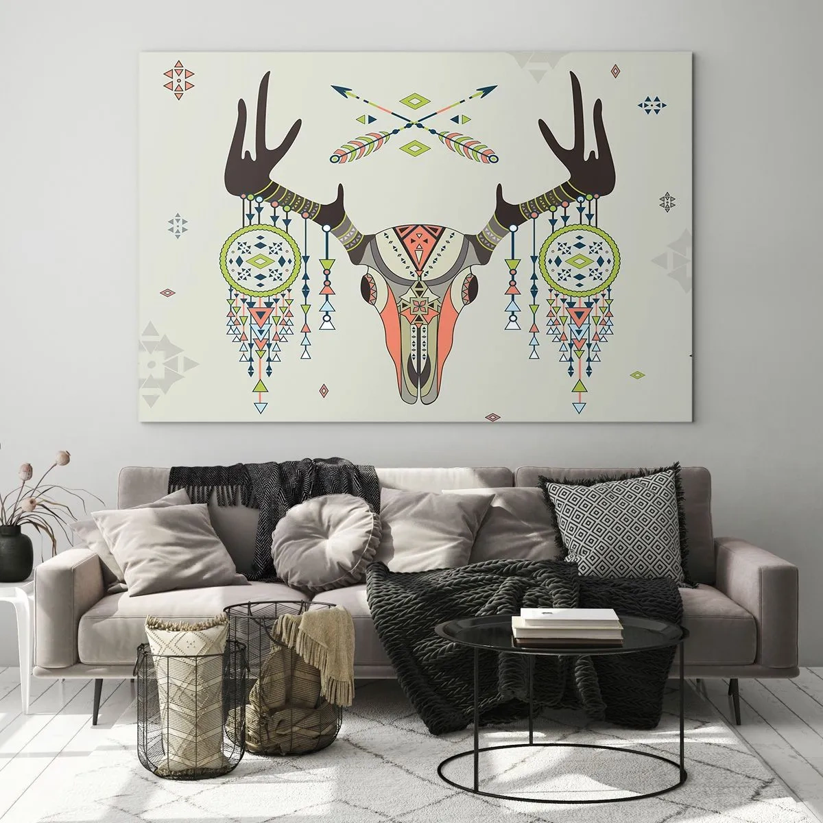 Billede på glas - Indiansk jægers trofæ - 120x80 cm
